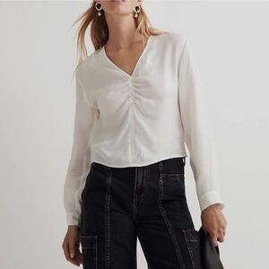 Madewell Cream V-Neck Blouse